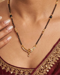 Lfariya Elegant Vow American Diamond Gold Plated Designer Mangalsutra with Black Beads for Women