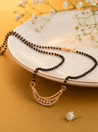 lfariya jewellery premium black bead mangalsutra with a sparkling square ruby gemstone pendant, polished gold plated finish and elegant craftsmanship for festive, office and casual wear.