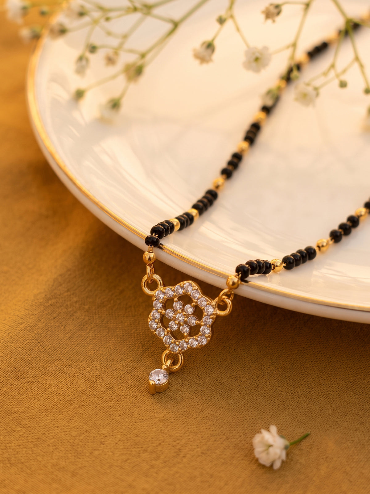 Sparkling Flower Mangalsutra - Lfariya Jewellery