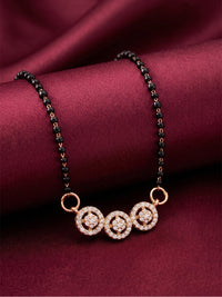 lfariya jewellery handcrafted gold plated mangalsutra necklace featuring a sparkling ruby pendant, polished finish, elegant black beads and premium craftsmanship for women