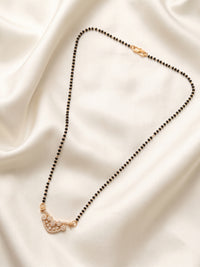 lfariya jewellery modern mangalsutra necklace featuring a square gemstone pendant, gold plated shine, premium black bead chain and elegant styling for women of every age.