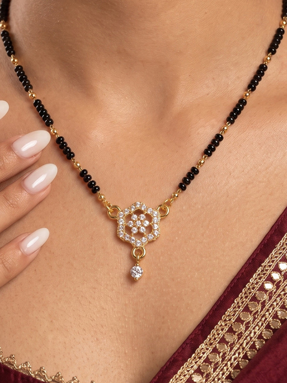 Sparkling Flower Mangalsutra - Lfariya Jewellery