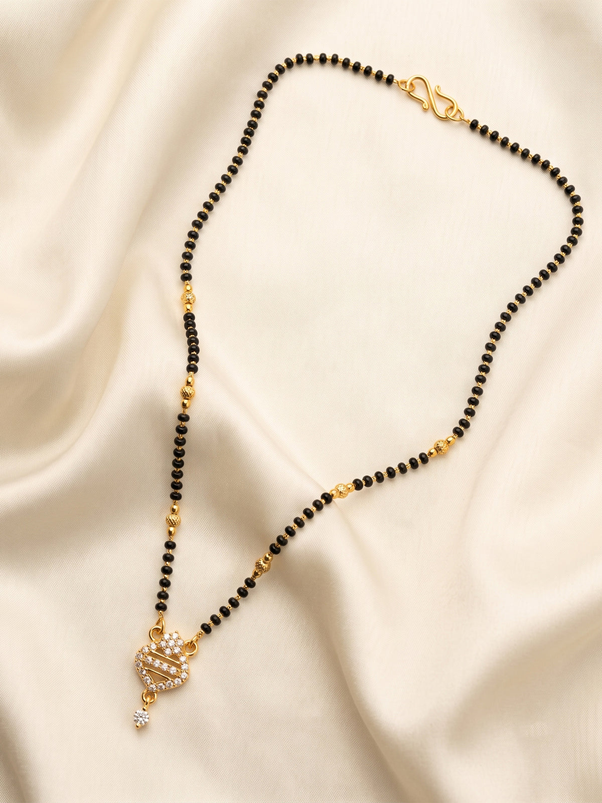 LFariya Jewellery Traditional Black Bead Gold Plated Mangalsutra Necklace