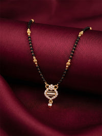 lfariya Jewellery Gold Plated Designer Mangalsutra Necklace with Black Bead Chain and CZ Stones for Women.
