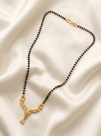 lfariya jewellery modern ethnic mangalsutra necklace designed with a bold square pendant, ruby gemstone center and classic black bead chain for stylish women.