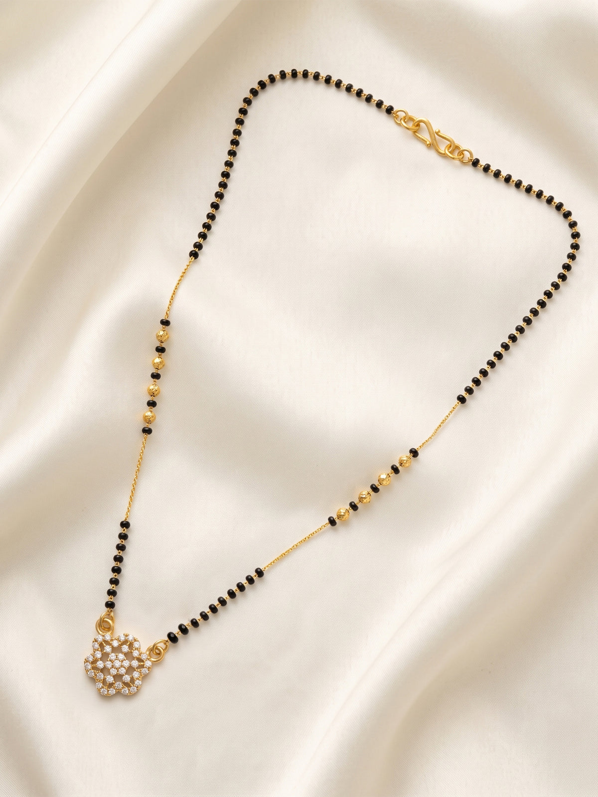 lfariya jewellery premium Indian gold plated mangalsutra necklace featuring a royal square ruby gemstone pendant, traditional black bead chain and elegant handcrafted design for women, perfect for daily wear, weddings and festive occasions.