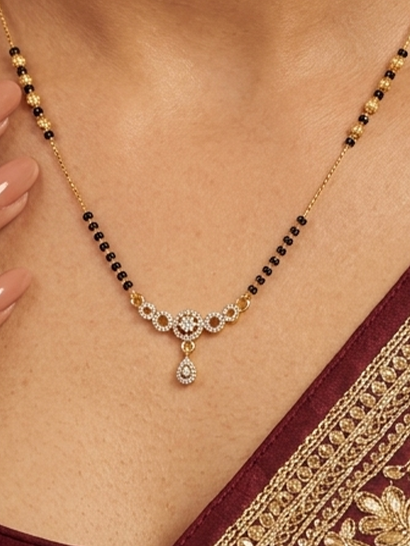 Gold Round Cluster Mangalsutra - Lfariya Jewellery
