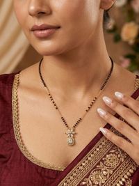 Floral Drop Pendant Gold Mangalsutra - Lfariya Jewellers